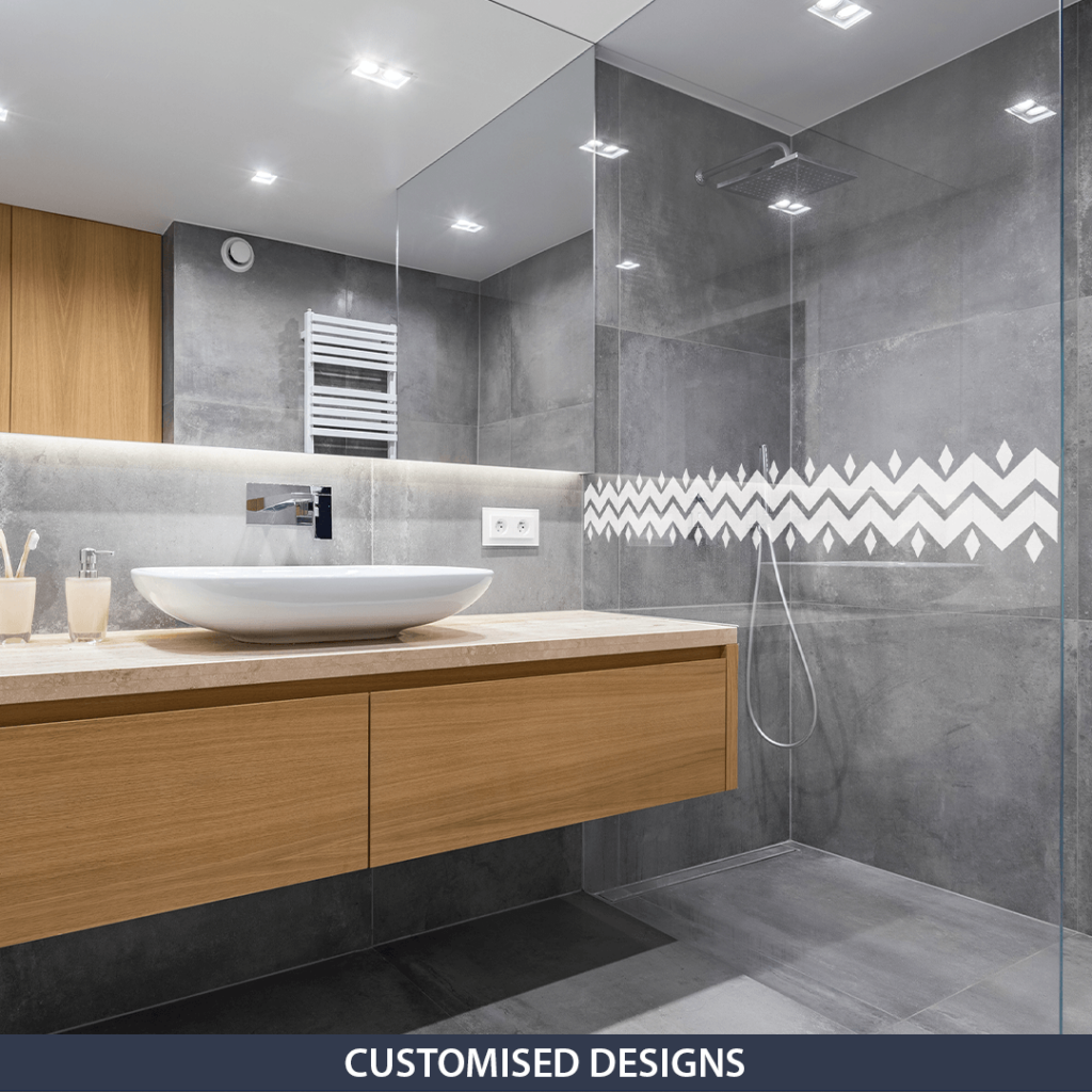 decorative design on bathroom window