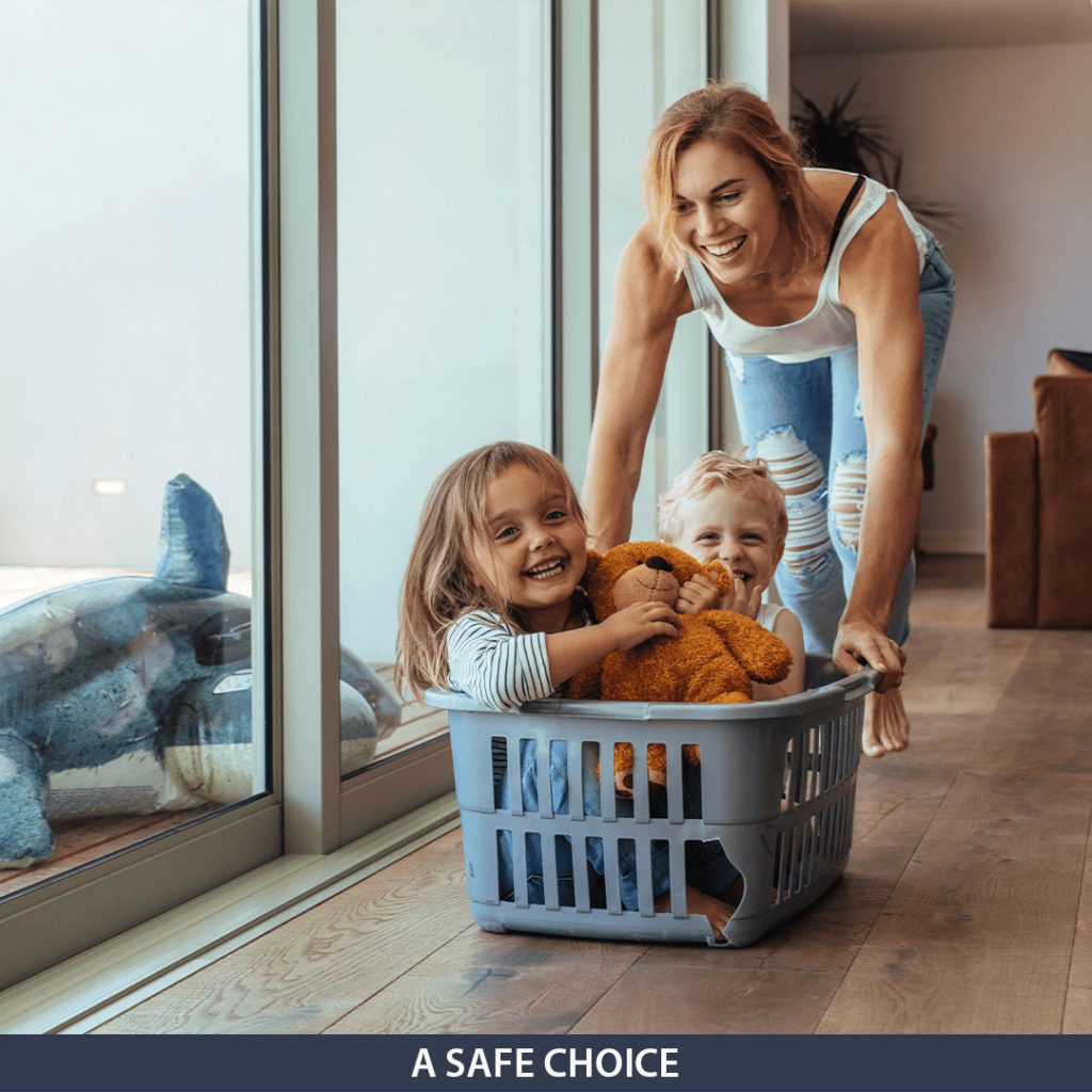 Family having fun near windows. window tint